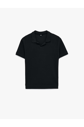Koton Regular Fit Kısa Kollu Pamuklu Fitilli Polo Yaka Tişört Siyah 6sam10069mk