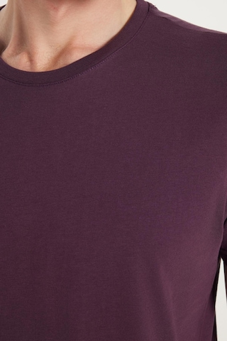Tudors Unisex Slim Fit Dar Kesim %100 Pamuk Yumuşak Dokulu Mor Bisiklet Yaka Tişört-34610 Mor