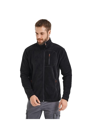 Genius Store Tam Fermuarlı 3 Cepli Outdoor Erkek Polar Ceket Tactical Flecee Siyah