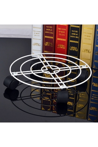 Sones Demir Bitki Saksı Standı Evrensel Tekerlek Hareketli Yuvarlak Saksı Rafı, Çap: 30cm Beyaz