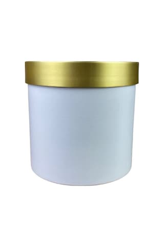 Cihan Çiçekçilik Gold Kemerli 30x30 Beyaz Saksı Çok Renkli