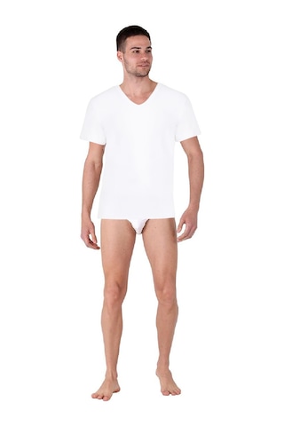 Thermoform Bambu Erkek V Yaka Tişört Kısa Kollu Fanila Atlet Ve Slip Külot Seti Beyaz Çok Renkli