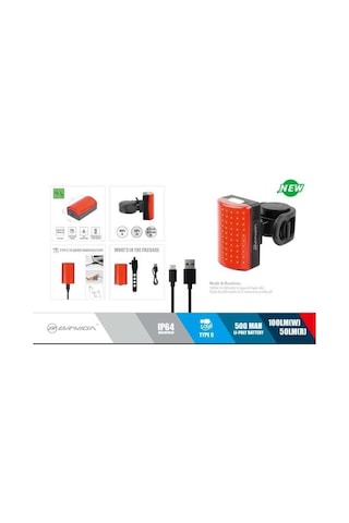 Eastpower - Briviga EBL-3355 USB Şarjlı 100lm Bisiklet Arka Stop Kırmızı