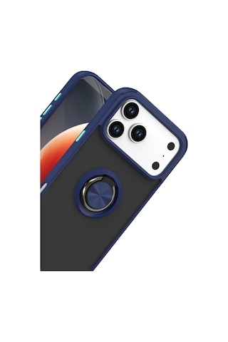 Apple iPhone Uyumlu 17 Pro Max Montreal Yüzüklü Silikon Kapak - Lacivert Çok Renkli