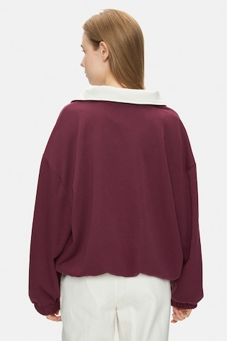 Ucla Yoko Bordo Fermuarlı Baskılı Oversize Fit Kadın Sweatshirt Bordo