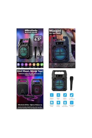 Fantastic Quality Q-max Ps-1283 Bluetooth Wireless Mikrofonlu Hoparlör Ve Speaker 6.5'' Usb Sarjlı