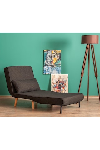 Folde 80 Tekli Yataklı Katlanır Koltuk Keten Koyu Gri Koyu Gri