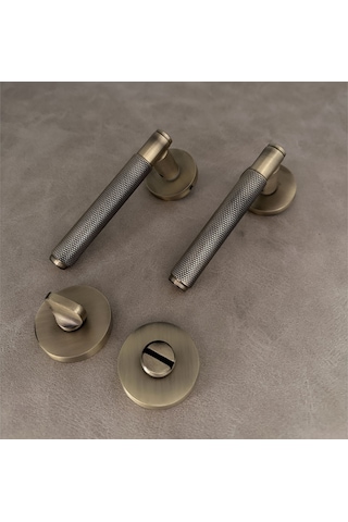 Seda Modern Mat Antik Sarı Dokulu Rozetli Wc Banyo Kapı Kolu