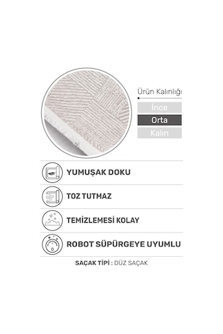 Volora Halı Koleksiyonu Yumuşak Dokulu, Modern İnce Form, Tozumaz Ve Kolay Temizlenebilir Krem - Açık Gri