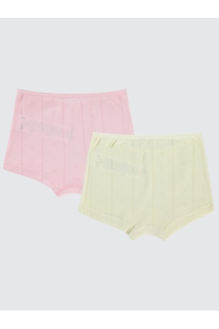 Civil Girls Kız Çocuk 2'li Boxer Set 2-10 Yaş Ekru - Pembe