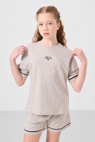 Taş Pamuklu Yumuşak Dokulu Standart Fit Basic Kız Çocuk Şort Takım - 75183 Taş Taş Rengi