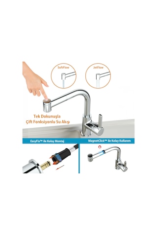 Adell Kelvin 15731121 T Spiralli Mutfak Bataryası Krom