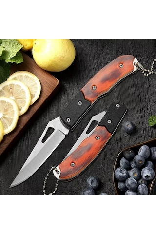 Valkyrie Katlanır Kamp Çakı 16cm 3cr13 Paslanmaz Çelik Mini Cep Kamp Bıçağı Outdoor Kullanım Anahtarlık Halkalı Kahverengi