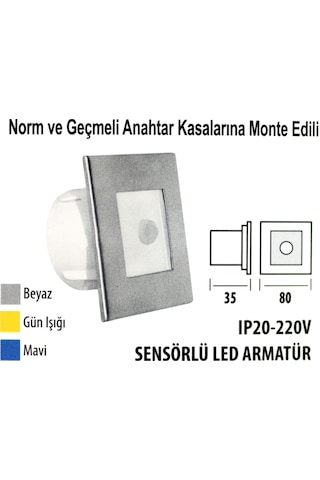 Sensörlü Led Armatür Krd03 Ip20 - 220 V. Beyaz Işık Antrasit