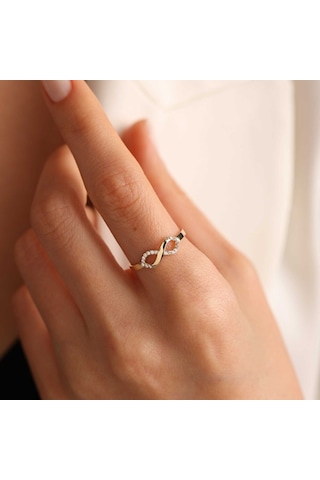 Sonsuzluk Altın Yüzük T12550 Renkli