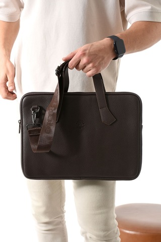 Westpolo Vegan Deri Unisex Laptop, Evrak Çantası - 6078 Kahverengi