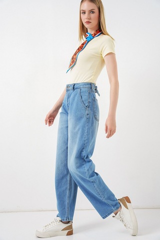 Hiccup Bdart Keten Karışımlı Düz Kesim Denim Jean Açık-orta Mavi Denim