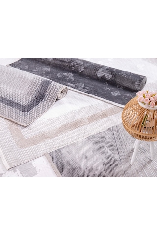 Safir 4018 Gri Uzun Ömürlü Yumuşak Polyester Halı Gri
