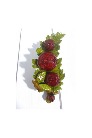 Dekoratif El Yapımı Yaprak Üzeri Nar Figürlü Dekoratif Obje Nar Biblo Bereket Ve Bolluk Simgesi