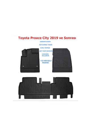 Toyota Proace 2019 Ve Sonrası 4d Premium Havuzlu Paspas