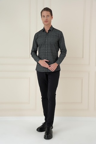 Efor Slim Fit Baskılı %100 Pamuk Spor Lacivert Gömlek G 1588 Lacivert