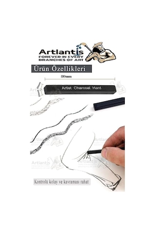 Sıkıştırılmış Kömür Füzen Seti 1 Paket Siyah Kare Press Kömür Füzen Yassı Çizim Gölgelendirme Grafit Genel