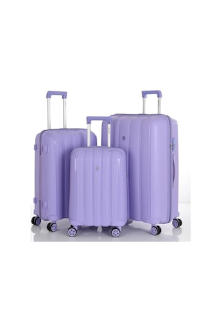 Mçs 3lü Set Kırılmaz Silikon Seyahat Valizi Bavulu V305 Lila