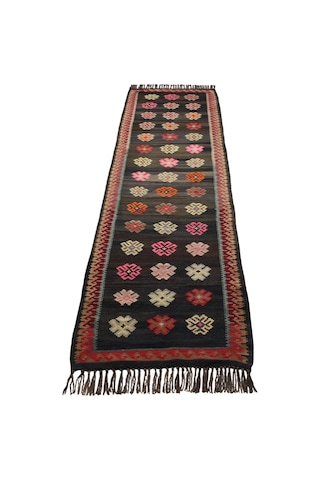 Zehra Abla Halı El Dokuma Seçkin Çiçekli Kirman Karabağ Yolluk Yün Kilim 5649