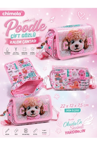 Chimola Poodle 3'lü Okul Çanta Seti 16" Sırt Çantası + Beslenme Çantası + Kalem Çantası Çok Renkli