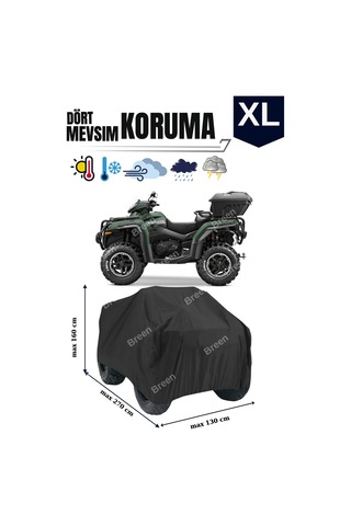 Siyah Atv Brandası, Xl Beden, Koruma Örtüsü, Güneşten Korur, Su Geçirmez, Dayanıklı