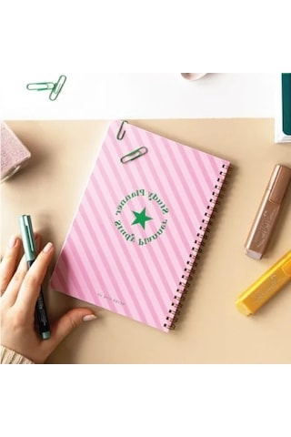 A5 Spiralli Çalışma Planlayıcısı - Sınava Hazırlık İçin Açık Gri
