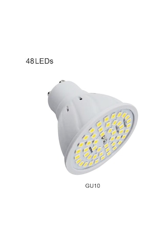 Geeksen 220v Gu10 Led Spot 48 Led 2835 Smd Isı Beyaz 180 Açılı 200lm Plastik Işık Kaynağı Sıcak Beyaz