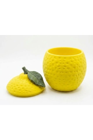 Buradabulabilirsin 3d Baskı Limon Şeklinde Kapaklı Saklama Kabı Dokulu Limon Kavanoz Dekoratif Meyve Kutusu Sarı Bbz