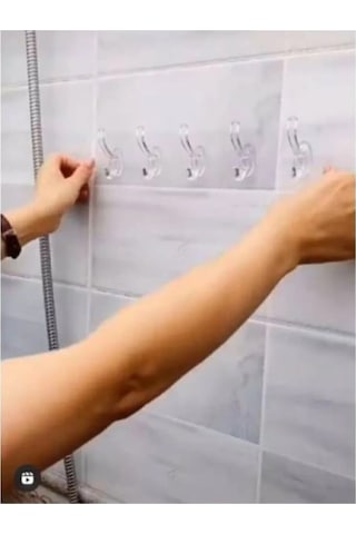 Yapışkanlı Şeffaf Duvar Askısı Banyo Mutfak Düzenleyici Askı Pratik Kanca Askılık Krom