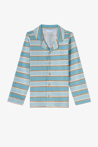 Penti Mavi Erkek Çocuk Blue Stripe Uzun Kollu Düğmeli Pamuklu Gömlek Pijama Takımı
