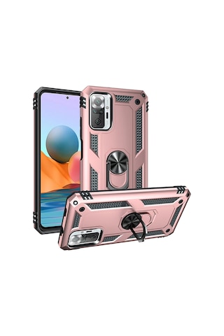 Uryport Xiaomi Redmi Note 10 Pro Kılıf Sofya Yüzüklü Silikon Kapak - Rose Çok Renkli