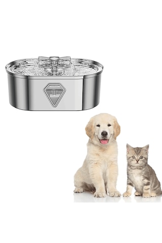 Ecronicword Kedi İçme Çeşmesi Paslanmaz Çelik Köpekler 3500 ML