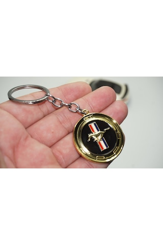 Dk Mustang Gt Logo Gold Metal Çift Yön Anahtarlık