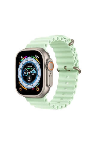 Apple Uyumlu Watch 1 2 3 4 5 6 7 8 Se Ultra 38/40/41mm Ocean Loop Tokalı Kayış Kordon - Açık Yeşil