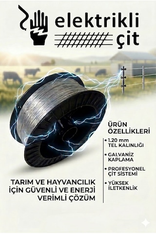 1000 Metre 1.20mm Sıcak Daldırma Galvaniz Elektrikli Çit Teli Tek Makara 1000 Metre 1.20mm Sıcak Daldırma Galvaniz Elektrikli Çit Teli Tek Makara