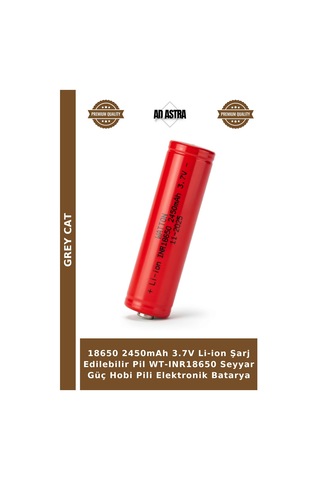 18650 2450mah 3.7v Li-ion Şarj Edilebilir Pil Wt-ınr18650 Seyyar Güç Hobi Pili Elektronik Batarya
