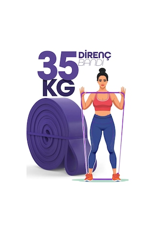 35 Kg Mor Barfiks Direnç Lastiği Extra Sert Gym Pilates Fitness Kas Geliştirme Bandı Mor