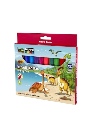 Adel 12 Li Jumbo Kuru Boya + Nova Maxi 12 Li Jumbo Keçeli Kalem Seti