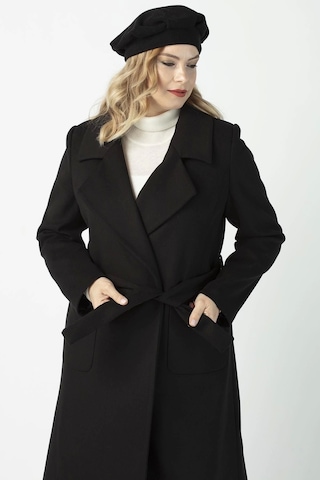 Moda Berray 904 Siyah Mono Yaka Torba Cepli Kaşe Kaban