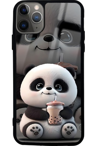 Apple Uyumlu iPhone 11 Pro Max Baby Panda Tasarımlı Glossy Telefon Kılıfı Çok Renkli