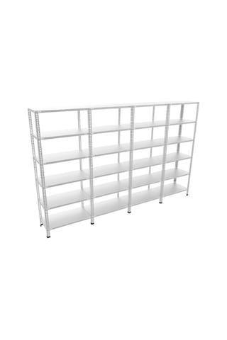 Raf Burada 6 Katlı 4'lü Galvaniz Çelik Raf - Depo, Arşiv, Kiler, Dosya, Market Rafı-43x75x200 cm- 0.70 mm