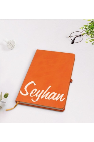 Bitmeyenkartus Kişiye Özel El Yazılı Turuncu Termo Deri Defter Model 2
