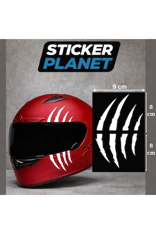 Motorsiklet Kask Vizör Far Pençe Beyaz Sticker 9x16 Cm
