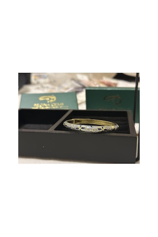 Aurelia Flora 24k Parıltılı El İşçiliği Çelik Çiçek Bileklik Mavi
