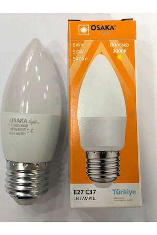 Osaka 6w 50w 540 Lümen E27 Led Buji 3000 Kelvin Günışığı